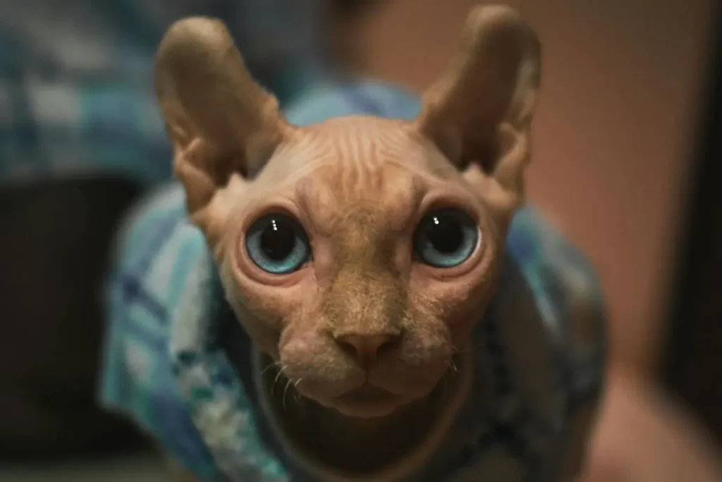 mèo con sphynx màu xanh